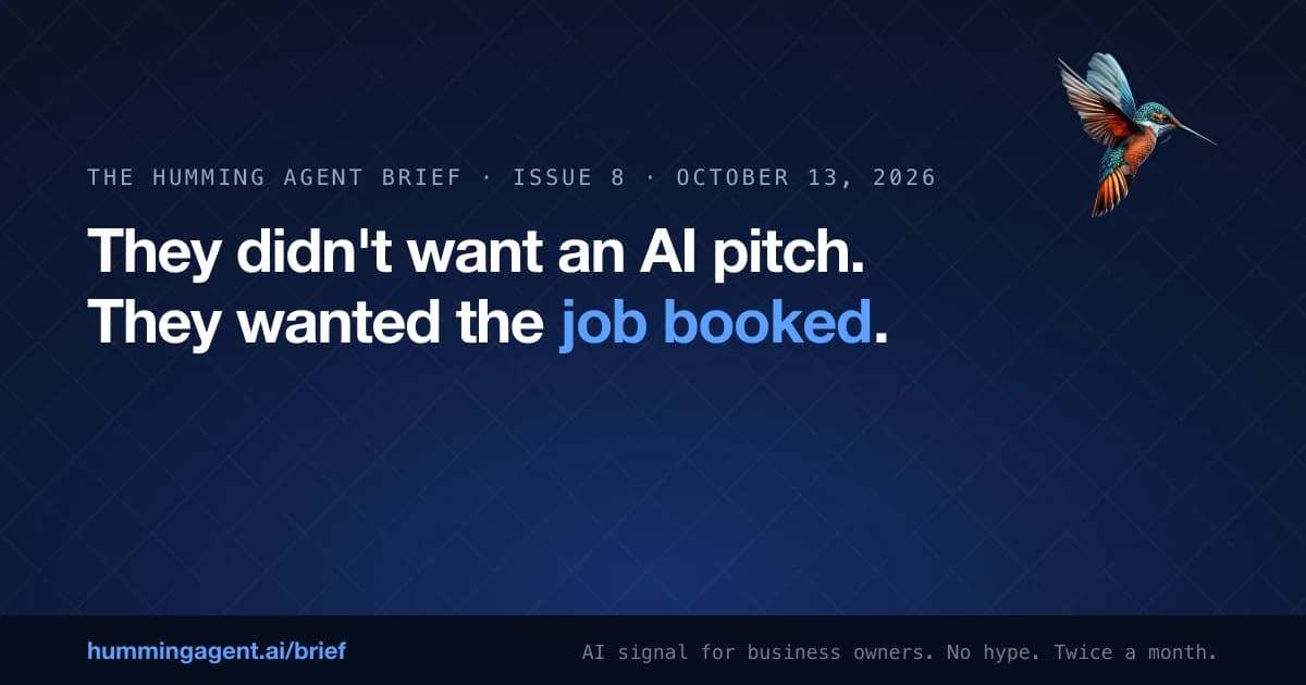 They Didn't Want an AI Pitch. They Wanted the Job Booked. Three Questions to Ask Before Buying Any AI Tool